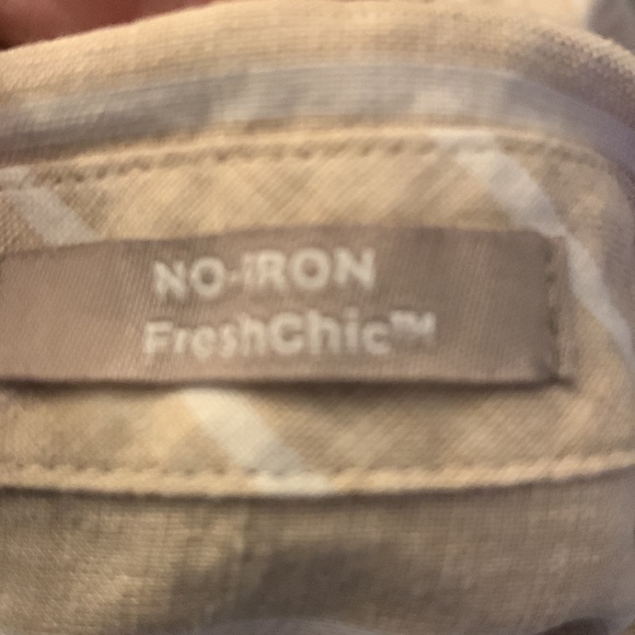 Chico’s Linen Cream Stripe Blouse Top Chico’s Size 1 US Medium 8 10 - Picture 11 of 11